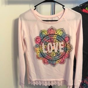 Size 14. Justice Pink Love Shirt. Smoke free home